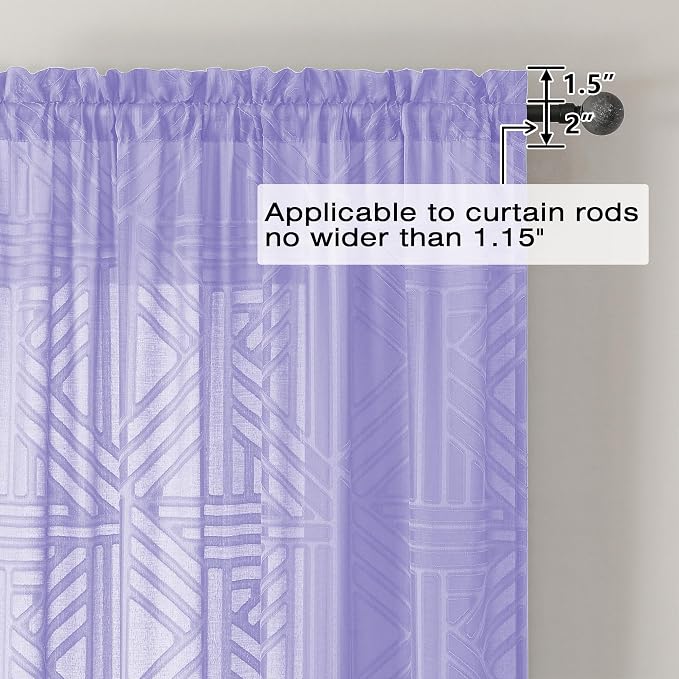 Simplebrand Lavender Semi Sheer Curtains 63 Inch Length 2 Panels, Light - Image 4