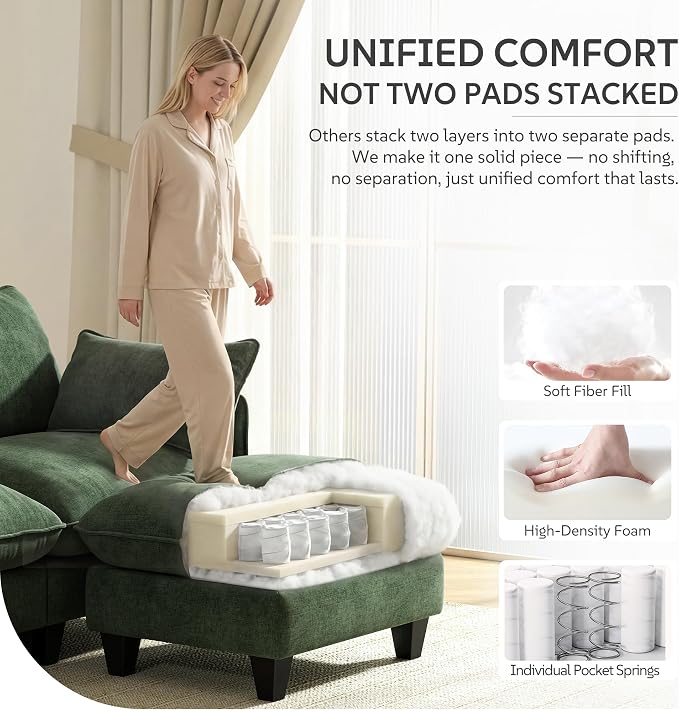 Ihanherry 105" Modular Sectional Sofa, L-Shaped Cloud Couch - Image 4