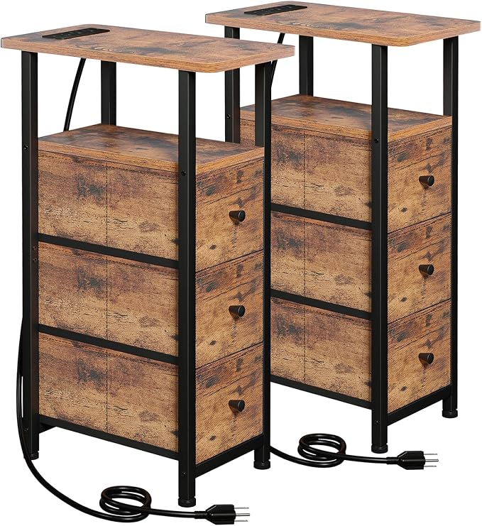 LOAKEKEL Narrow End Tables Living Room Set of 2 by LOAKEKEL