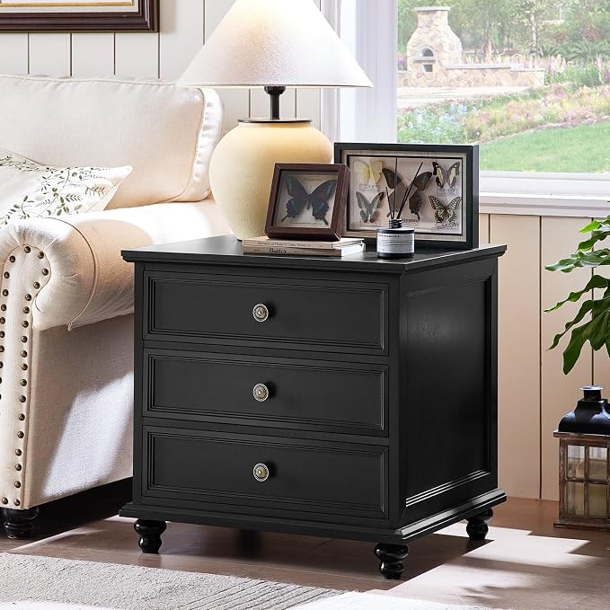 Joaxswe 24" Wide Farmhouse Night Stand Set of 2, Large End Table - Image 2
