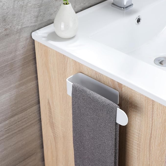 Taozun White Towel Rack, Self Adhesive Hand Towel Holder Towel Ring, Stainless - Image 4