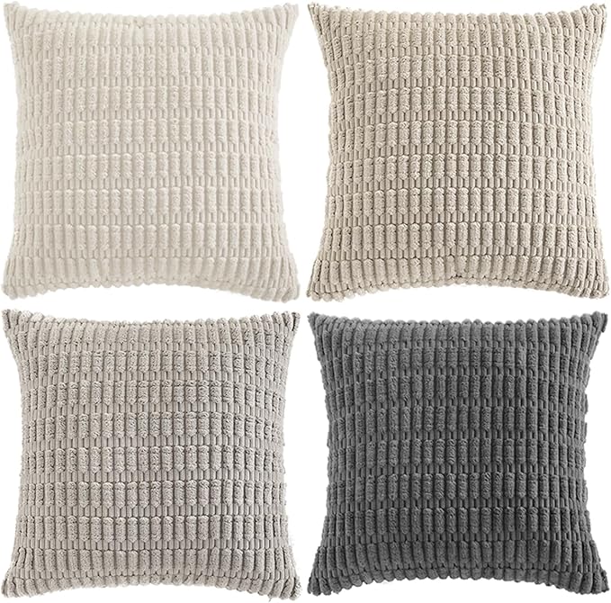 Fancy Homi Set of 4 Grey and White Boho Decorative Throw Pillow Covers 26x26 - Image 9