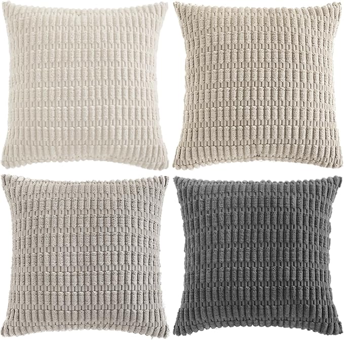 Fancy Homi Set of 4 Grey and White Decorative Throw Pillow Covers 16x16 Inch - Image 9