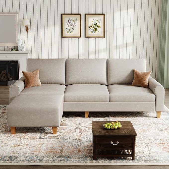 EASE MOOSE Large Seat Faux Leather L Shaped Sofa, Waterproof and - Image 3