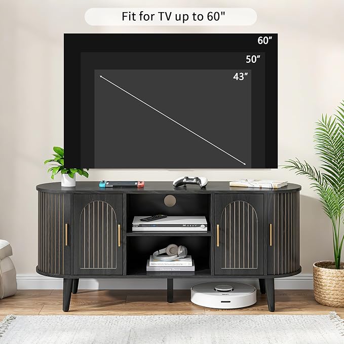 51" Fluted TV Stand, Mid-Century Modern Entertainment Center - Image 5