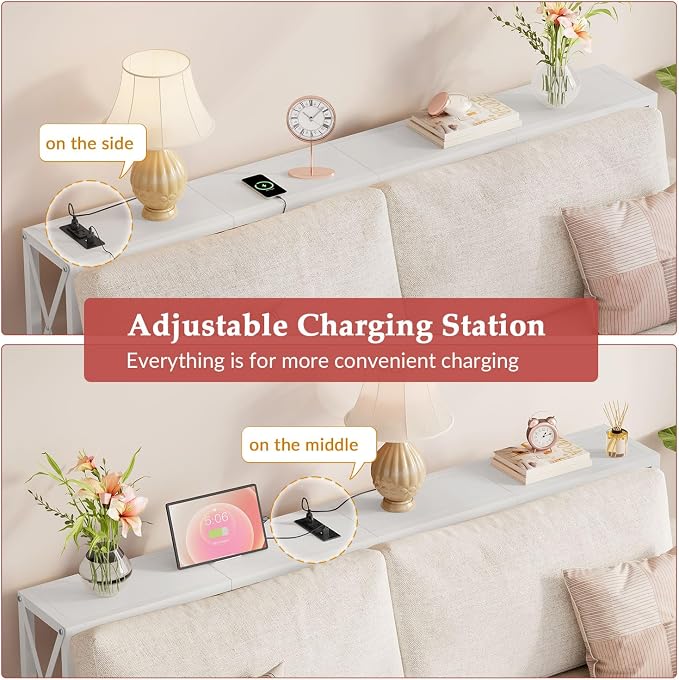 Gewudraw Console Table with Oulets and USB Ports, 55.1" Sofa Table Behind Couch - Image 4