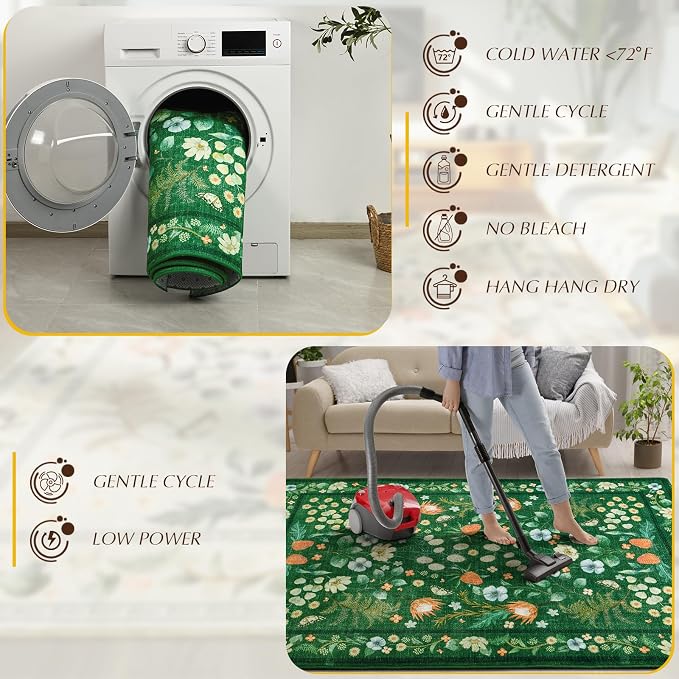 Area Rug for Living Room, Non-Slip Vintage Carpet for Home Office Nursery - Image 5