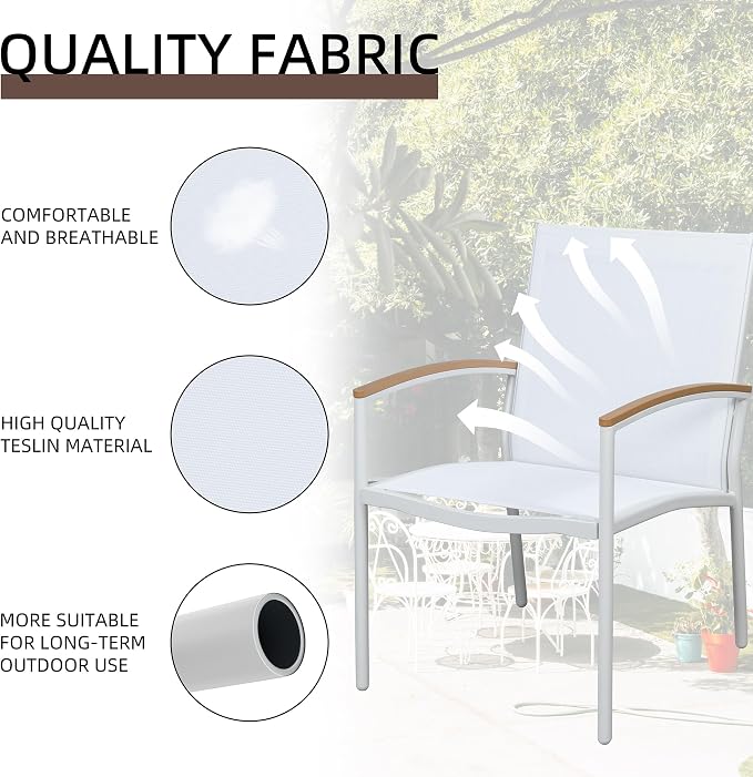 Shintenchi 3 Pieces Patio Bistro Sets, Outdoor Textilene Fabric Conversation - Image 2
