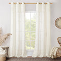 LAMIT Cream Sheer Linen Curtains 84 inch Long, Bronze Grommet Soft Linen by LAMIT