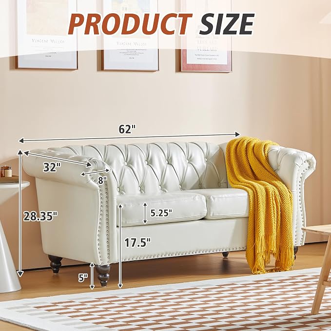 QHITTY 2 Piece Living Room Set, Sectional Chesterfield Sofa Chair Contemporary - Image 6