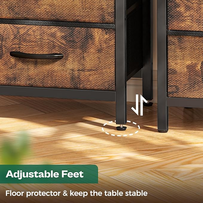Huuger Nightstand with Charging Station, Fabric Drawers, End Table with Open - Image 8