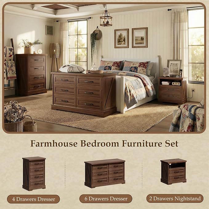 AODK 24 Inch Farmhouse Nightstand Set of 2, Bedside Tables - Image 8