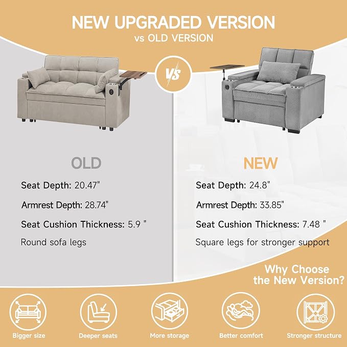 Large Size Convertible Sleeper Chair Futon Sofa Bed, Comfortable thick cushion - Image 7