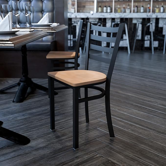 Flash Furniture HERCULES Series Black Ladder Back Metal Restaurant Chair - Image 2