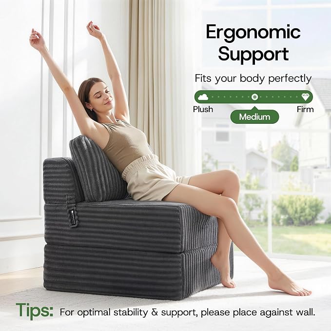Convertible 4-in-1 Folding Sofa Bed Boneless Sleeper Chair Couch Foldable - Image 6