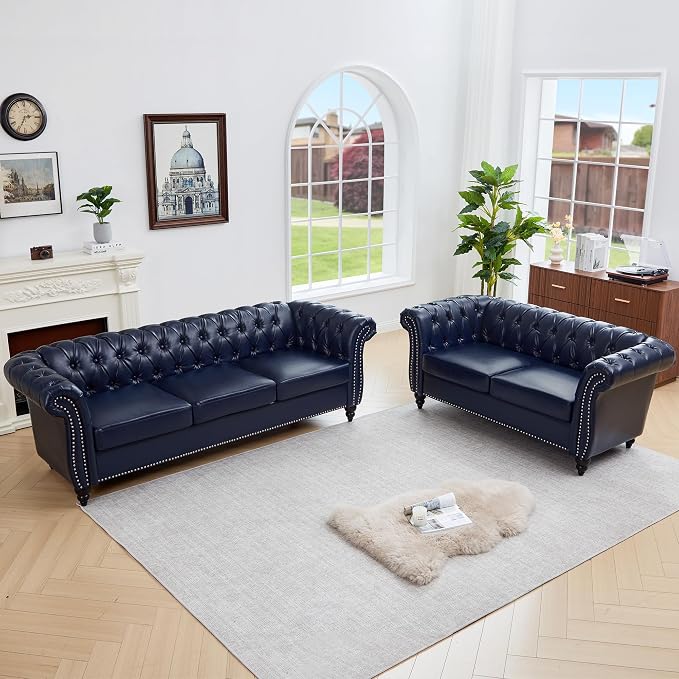 QHITTY 2 Piece Living Room Set, Sectional Chesterfield Sofa Contemporary by QHITTYFurnitureLife