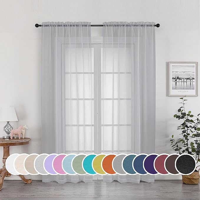 OWENIE Sheer Curtains 72 Inches Long by OWENIE