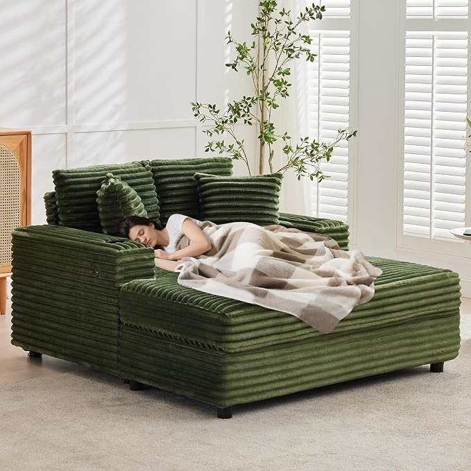 GarveeHome 60-inchOversized Chaise Lounge Chair Indoor, Comfy Corduroy Lounge - Image 9