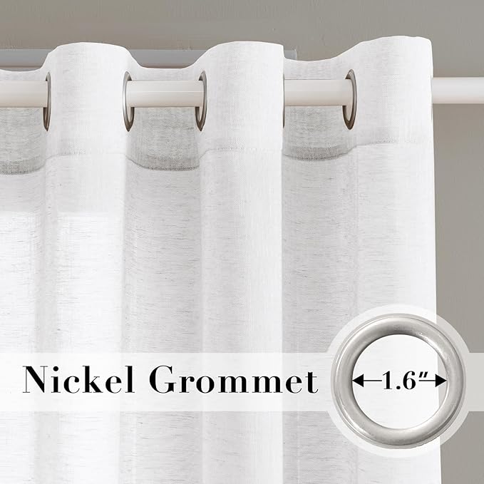 H.VERSAILTEX White Linen Sheer Curtains - Image 2