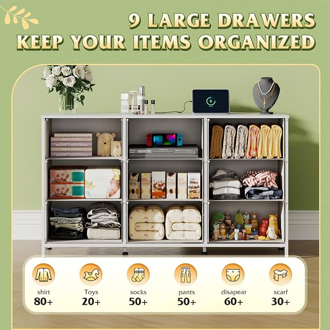WLIVE 47''W Dresser for Bedroom, 55 inch TV, Wide Chest of Drawers - Image 5
