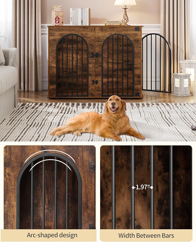Hzuaneri 44.1" Wooden Dog Crate Furniture, Indoor Dog Kennel Dogs Cage - Image 5