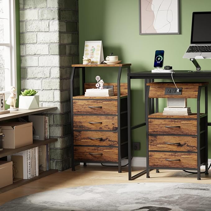 Furnulem Night Stand with Charging Station, USB Ports and Outlets, 28.3 Inch - Image 5