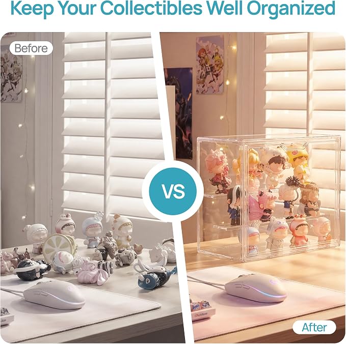 Vtopmart 2 Pack Acrylic Display Case, Stackable Figure Display Case - Image 6
