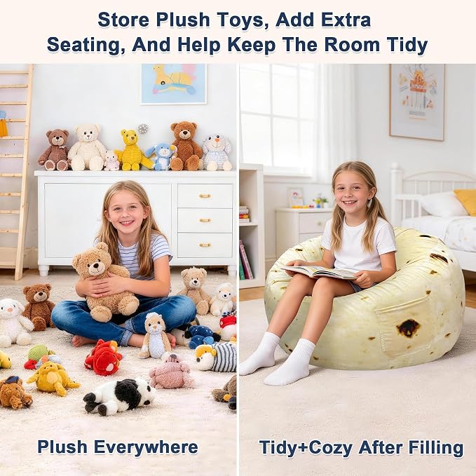 Lukeight Burrito Stuffed Animals Storage Bean Bag Chair Cover - Image 6