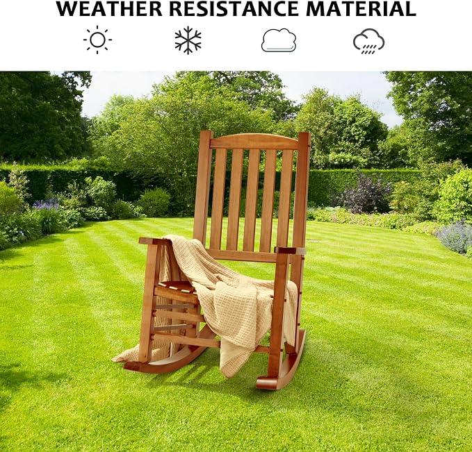 Hupmad Wooden Oversized Porch Rocker Chair - Image 3