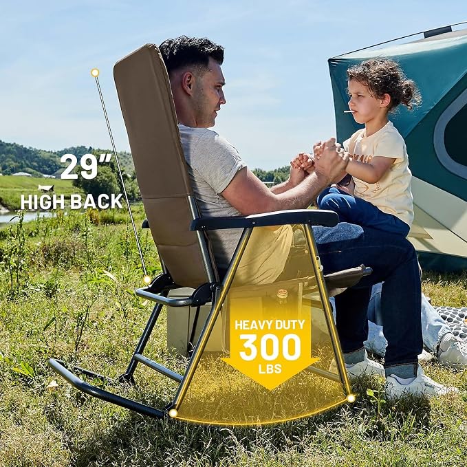 TIMBER RIDGE Outdoor Folding Rocking Chair, Hard Armrests - Image 7