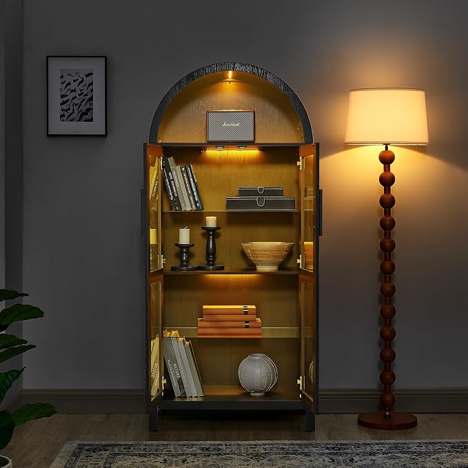 67" Black Tall Display Cabinet - Image 5