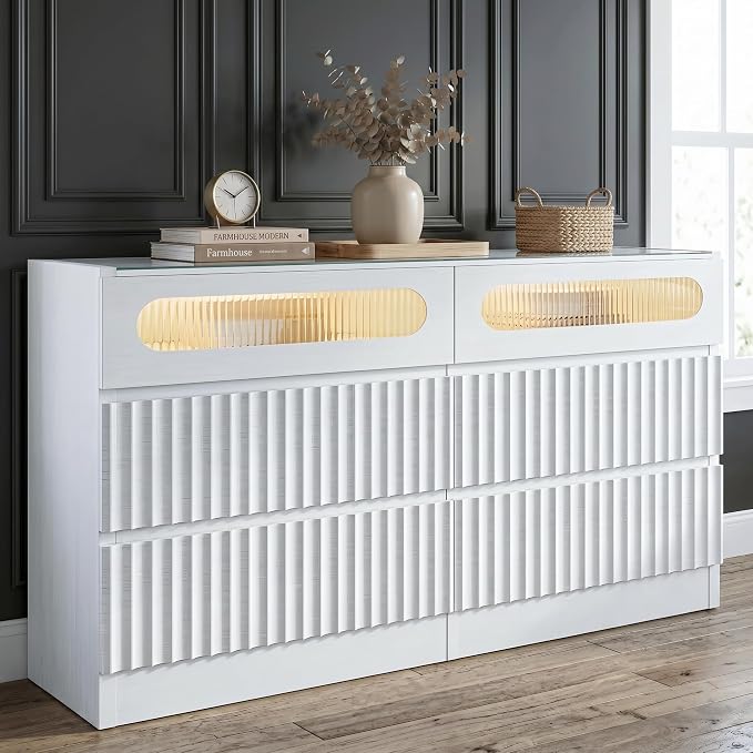 senlin Fluted 6 Drawer Dresser, - Image 8