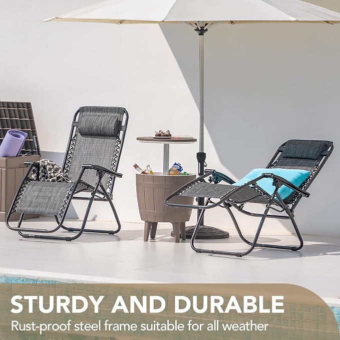 Devoko Patio Zero Gravity Chair Outdoor Folding Adjustable Reclining Chairs - Image 9