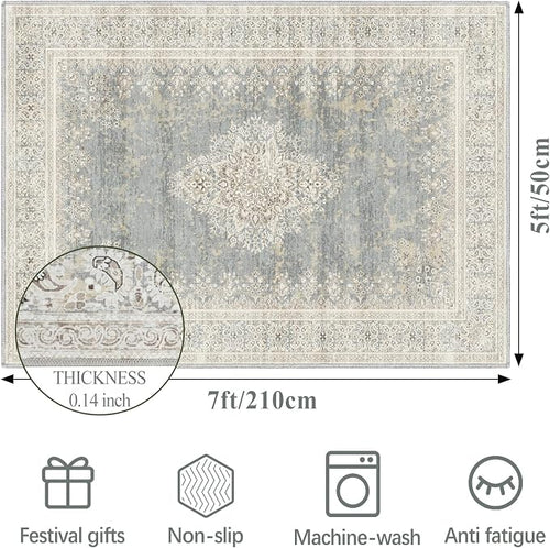 5x7 Area Rugs for Living Room, Non Slip Indoor Boho Area Rug Carpet Home Décor - Image 2