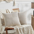 Fancy Homi 2 Packs Neutral Taupe Samll Decorative Throw Pillow Covers 12x12 Inch by Fancy+Homi
