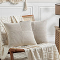 Fancy Homi 2 Packs Neutral Taupe Decorative Throw Pillow Covers 18x18 Inch by Fancy+Homi