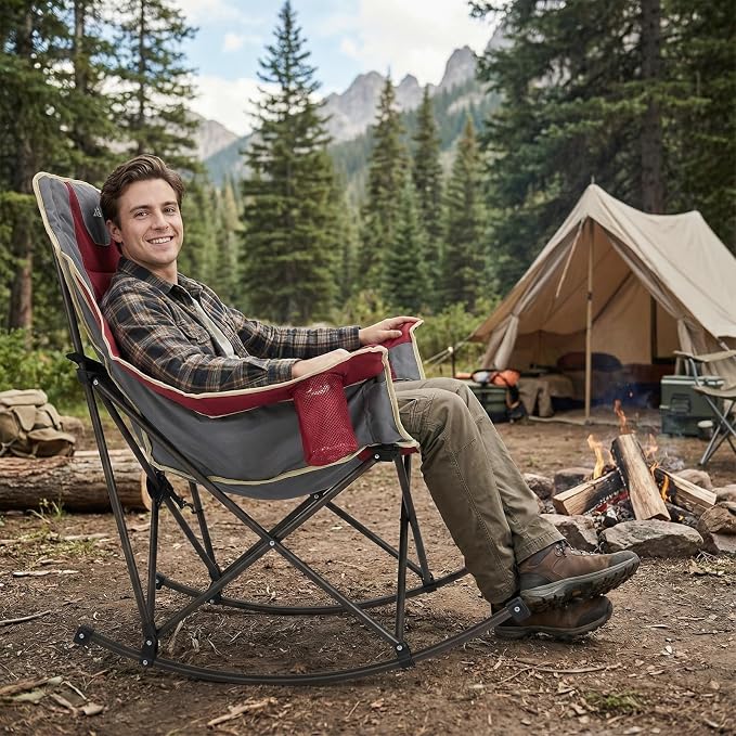 SUNNYFEEL Rocking Camping Chair Fully Padded Patio Folding Chair Portable - Image 9