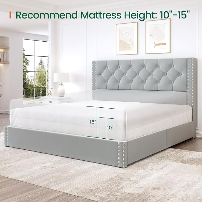 LARMACE Full Size Bed Frame Upholstered Platform Bed - Image 8