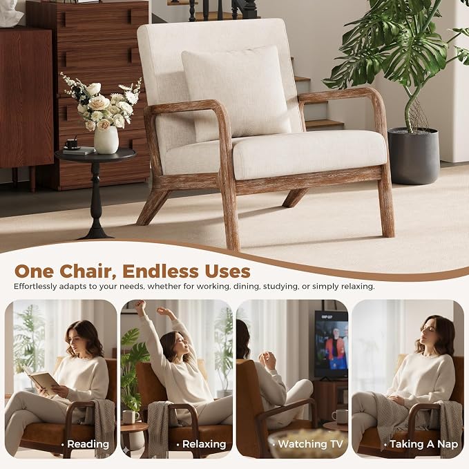 ELUCHANG Modern Accent Chairs Set of 2, Upholstered Reading Arm Chair - Image 7