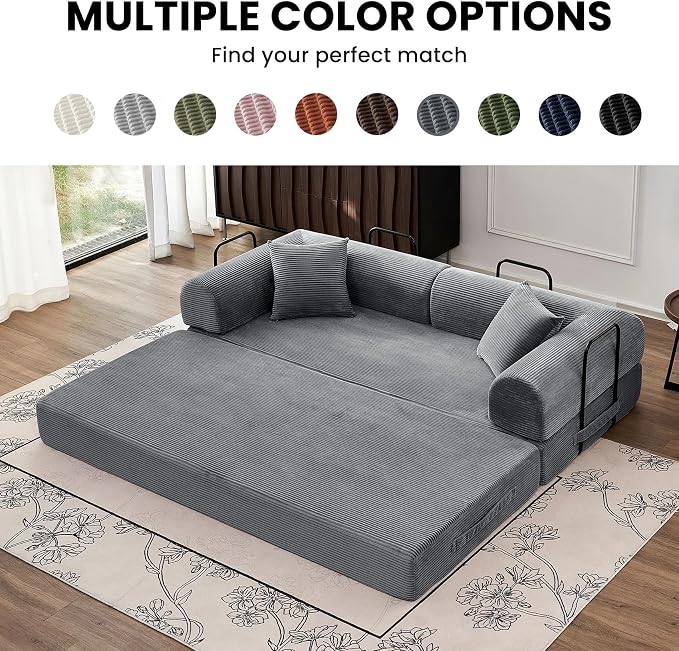 79'' Convertible Couch Bed, 5 in 1 Modular Floor Sofa, Folding Sleeper Couch - Image 8