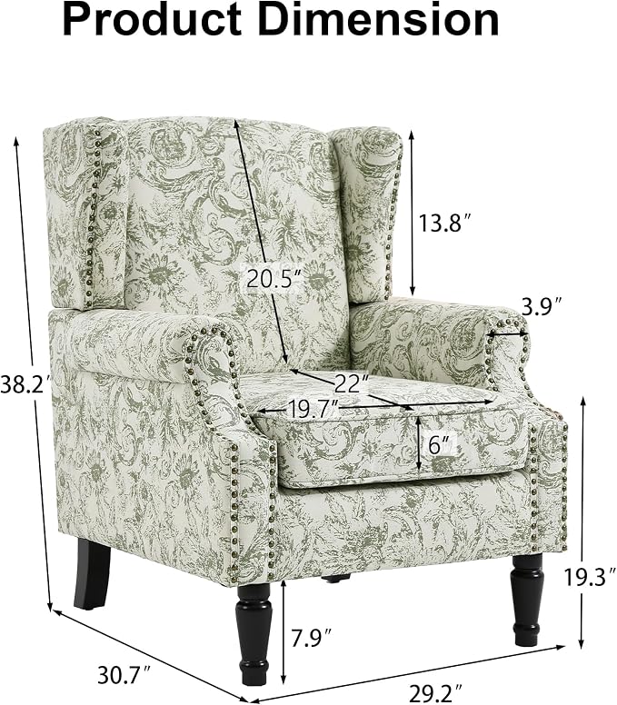Pia Ricco Set of 2 Floral Accent Chairs, High Back Upholstered Armchairs - Image 2