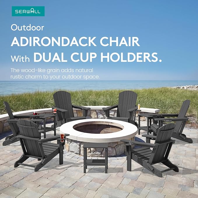 SERWALL Foldable Adirondack Chair Set of 6, HDPE Adirondack Chair - Image 9