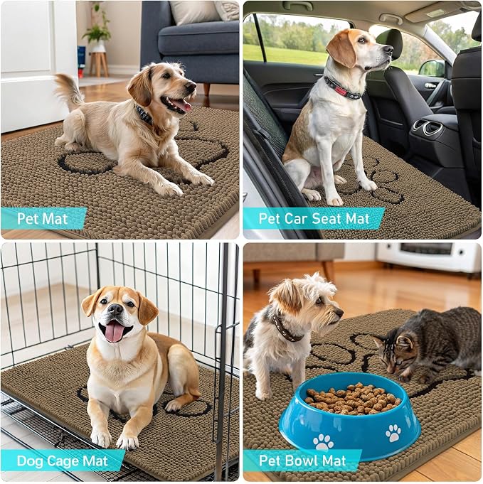 OLANLY Dog Door Mat for Muddy Paws 24x16, Paw Print Design, Absorbs Moisture - Image 7