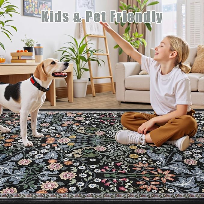 6x9 Area Rugs for Living Room: Floral Washable Rug Vintage Large Soft Boho - Image 8