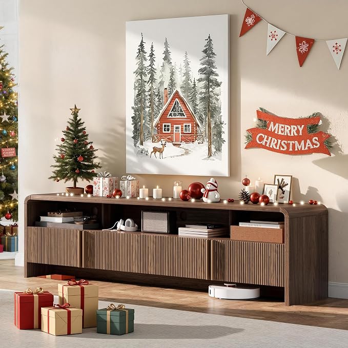 AMERLIFE 70" Fluted Wood TV Stand - Image 8