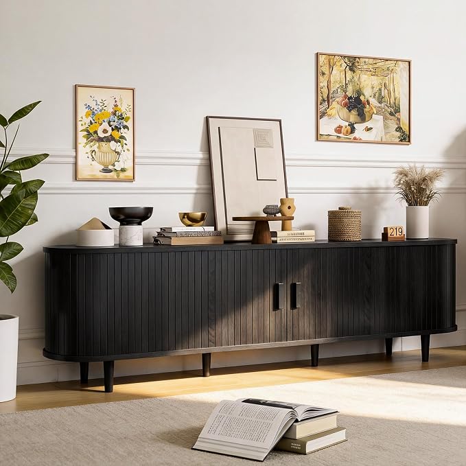 70" Mid Century Modern TV Stand, Wood TV Consoles - Image 8