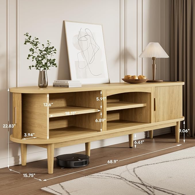 Decofy Mid Century TV Stand for TVs up to 80 Inches, Entertainment Center - Image 2