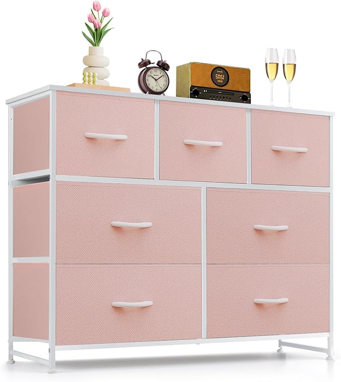 7-Drawer Dresser for Bedroom, Anti-Tip Wide Storage Organizer Fabric Chest of by SageNest