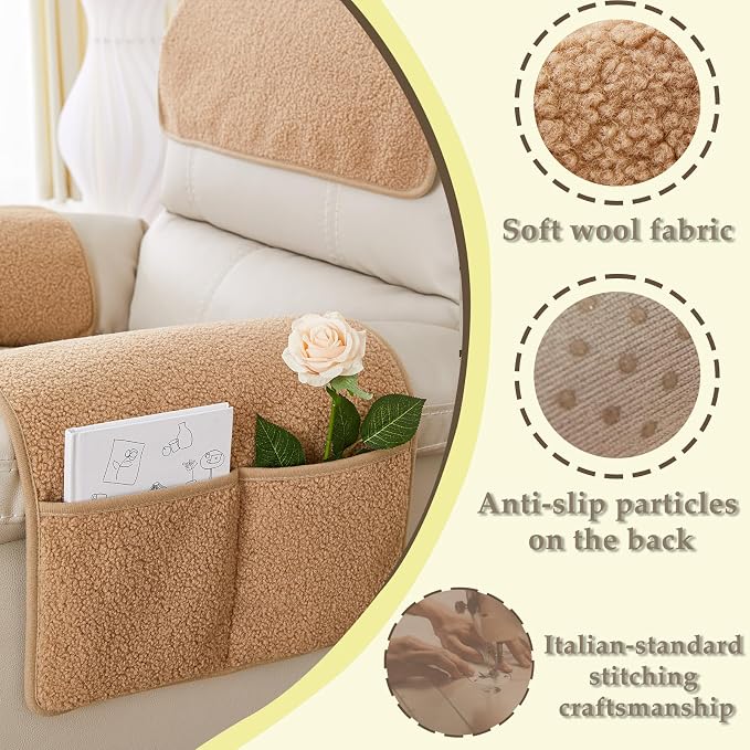 Armrest Covers - Arm Chair Covers Set of 3 Recliner Chair Covers, - Image 4