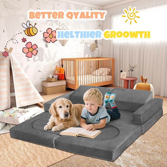 10 Pcs Modular Kids Play Sofa – Versatile Convertible Foam Cushion That Doubles - Image 4
